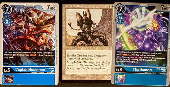 Digimon & Magic: The Gathering Card Set – CaptainHookmon, Thetismon & Ironfist Crusher