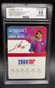 Lionel Messi 2004 Custom Rookie Card – GEM MINT 10 Graded Display