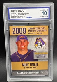 Mike Trout East Carolina University Baseball Card – 2009 Gold Platinum Limited Edition
