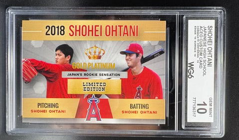Shohei Ohtani Japan’s Rookie Sensation Baseball Card – 2018 Gold Platinum Limited Edition