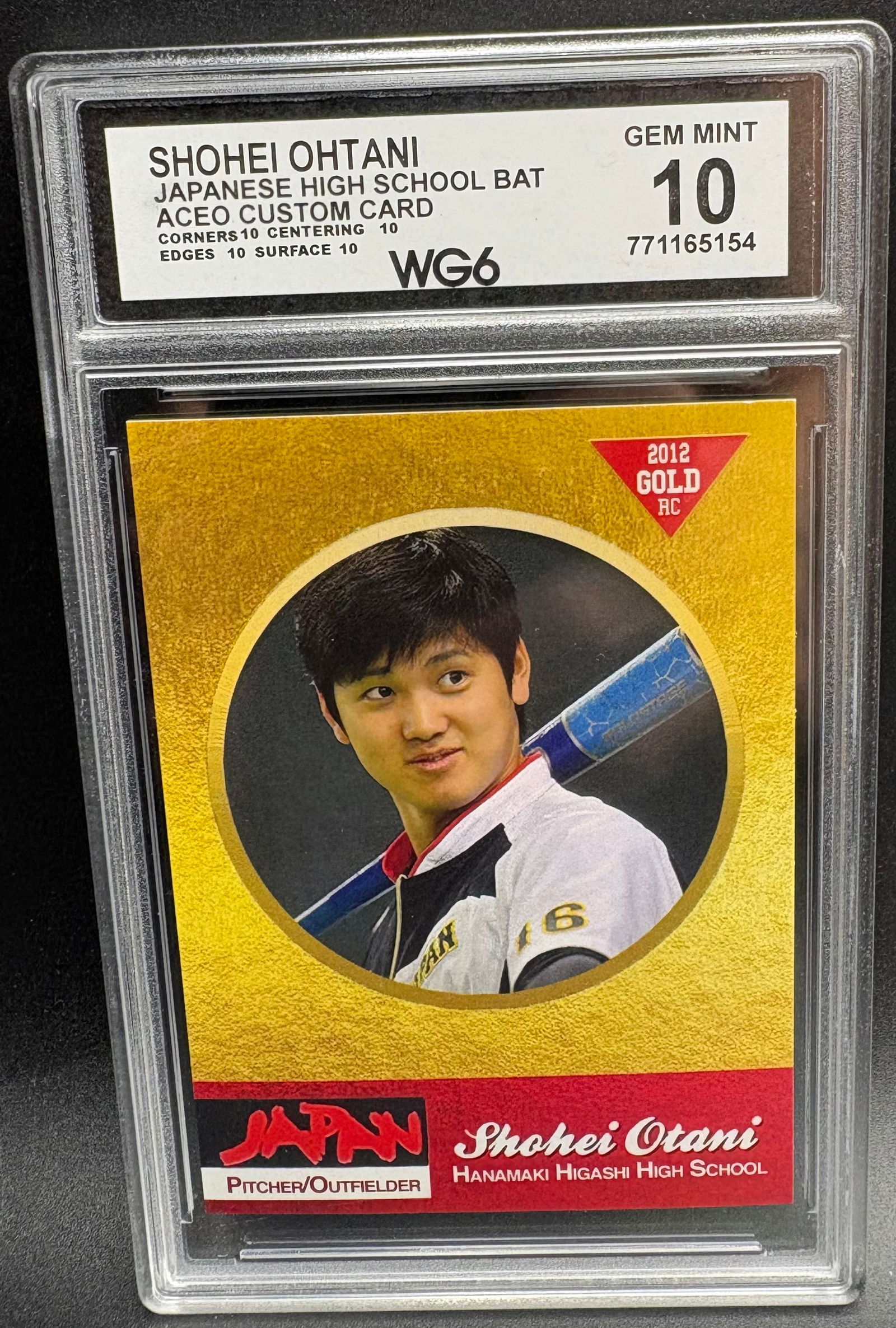 Shohei Ohtani Hanamaki Higashi High School Baseball Card – 2012 Gold Edition (1 of 2)