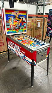 NIGHT RIDER CLASSIC S.S. PINBALL MACHINE BALLY RESTORED CLEAN!!!: CONDITION AS SHOWN IN PICTURES. Notes: SERVICED AND RESTORED. CABINET PLAYFIELD SHOPPED OUT.