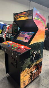 SUNSET RIDERS 4 PLAYER ARCADE GAME W/ LCD MONITOR: CONDITION AS SHOWN IN PICTURES. Notes: NEW BUILD STYLE CABINET