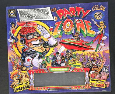PARTY ZONE PINBALL TRANSLITE BALLY N.O.S. BALLY: FROM BALLY STOCK. CLEAR PROTECTIVE PLASTIC COATING