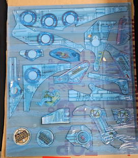 1 LOT- WILLIAMS SPACE STATION PINBALL PLASTICS DIE-CUT SHEET: N.O.S. FACTORY DIE-CUT SHEET WILLIAMS PLASTICS
