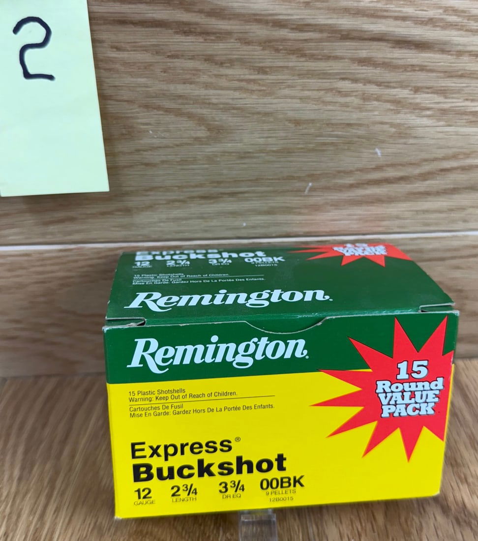 Remington Express Buckshot 12 Gauge 2 3/4â€ 00BK 9 Pellets 15RDS #2 (1 of 2)
