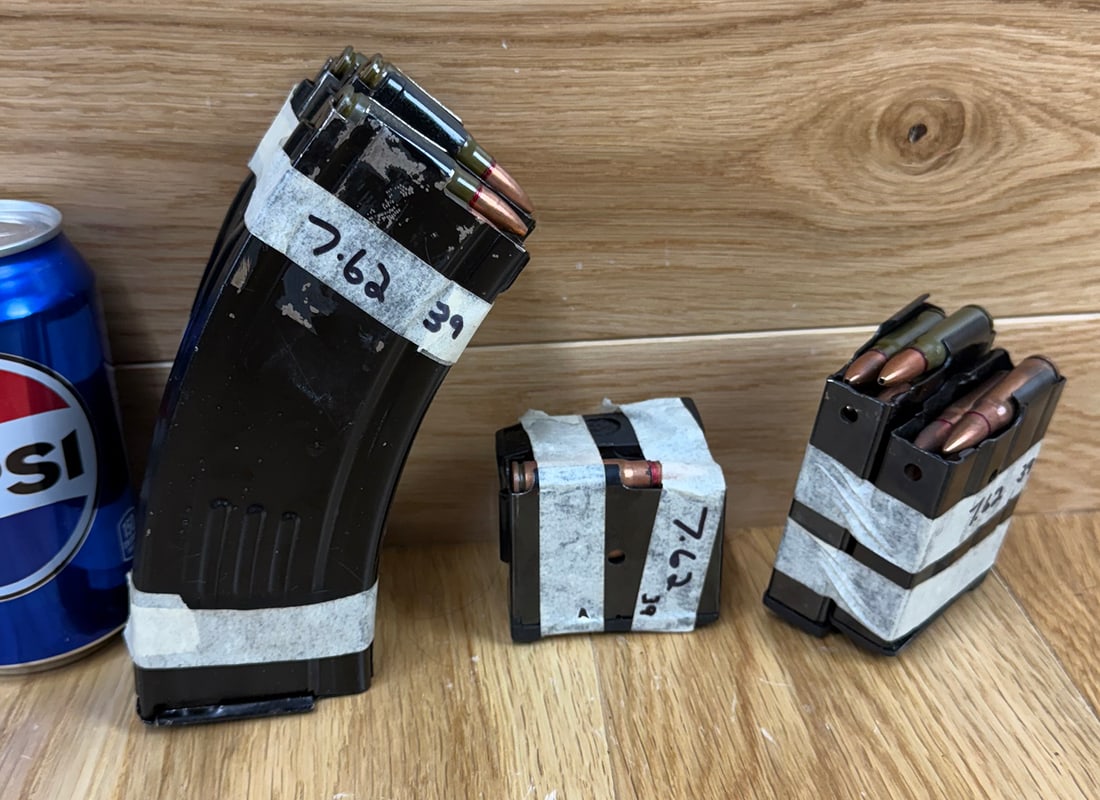 Lot of 7 Steel Magazines 7.62x39. Rounds Included (1 of 2)