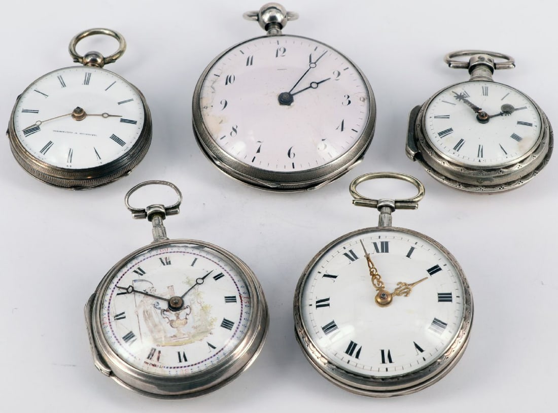 Set of 5 spindle clocks, movements not tested (1 of 17)