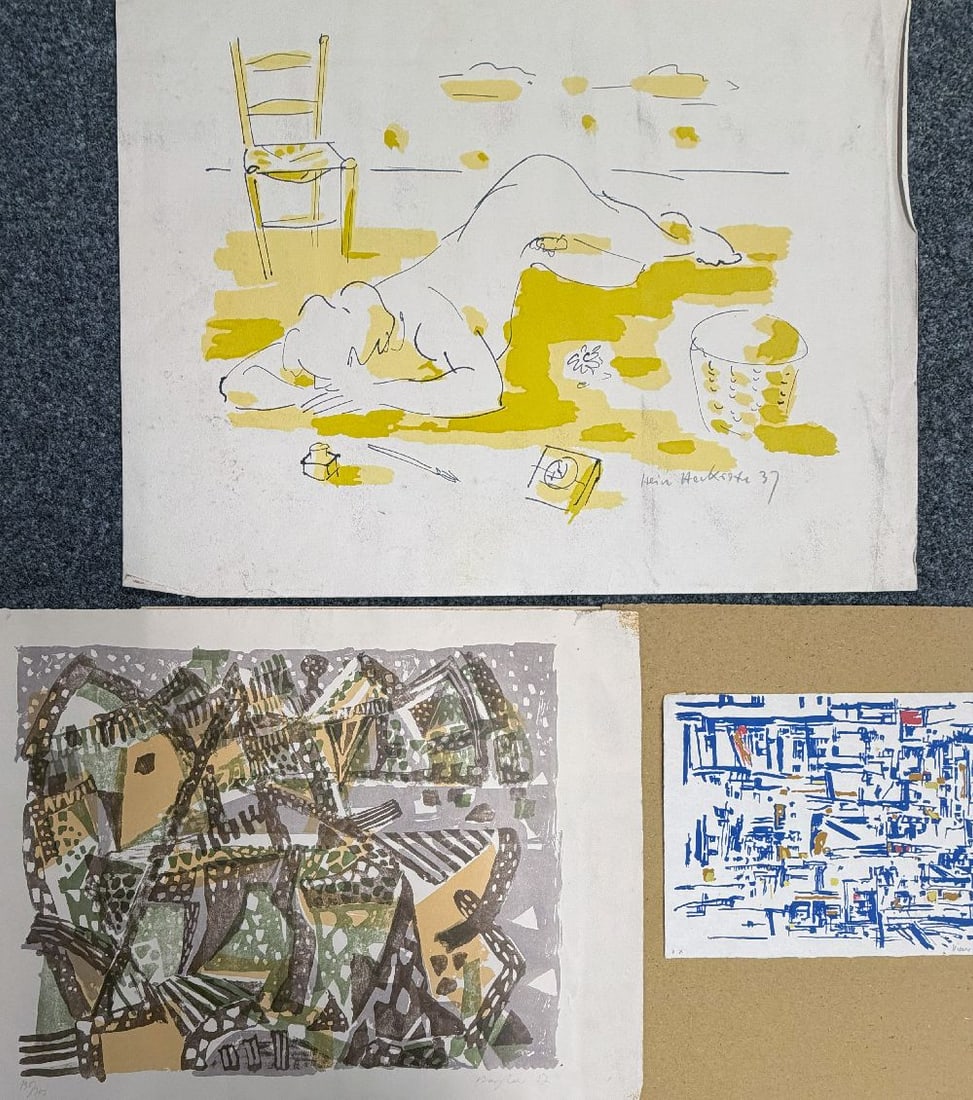 3 prints, all signs of age, foxing, creases, etc (1 of 9)