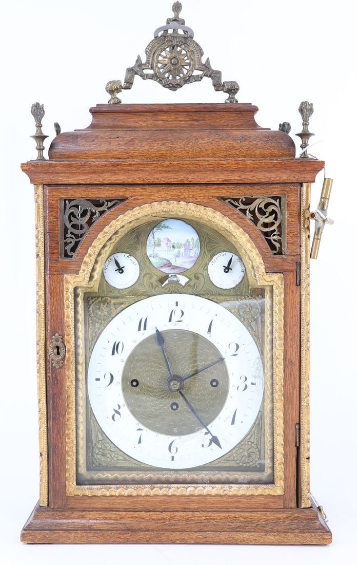 Mantle clock, mid-19th century, wooden case (1 of 8)