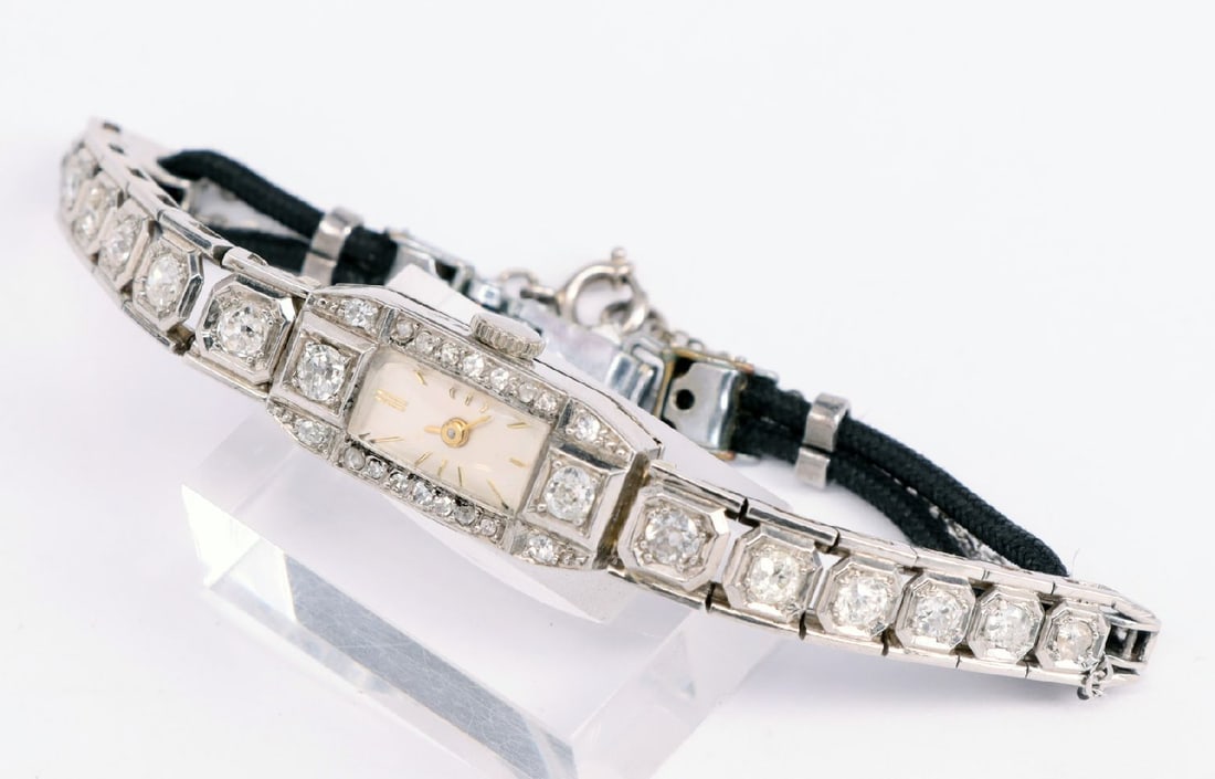 Art Deco ladies' watch, platinum (not tested) (1 of 9)