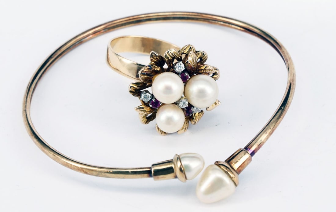 Bangle and ring, 585 GG, 14.6 g (1 of 4)