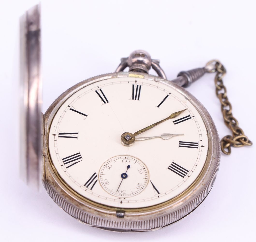 English pocket watch, W.J. Owen, Dolgelly, silver (1 of 3)