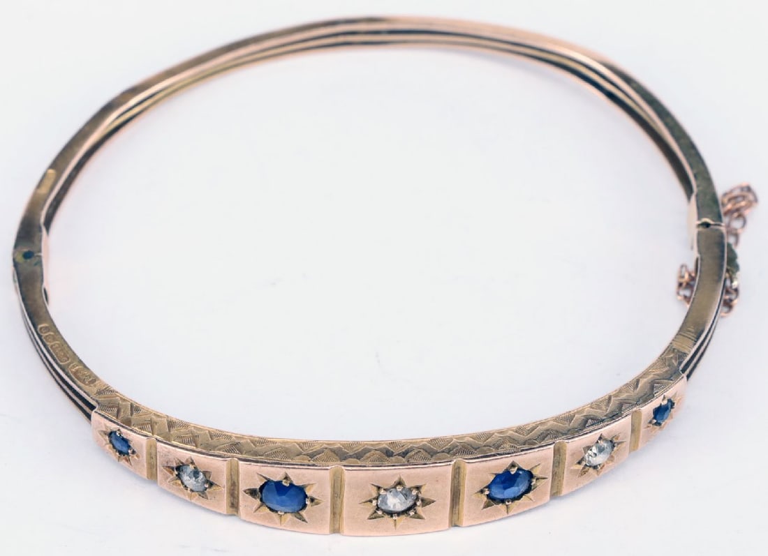 Bangle, 333 rose gold, 9.94 g. With sapphires (1 of 3)
