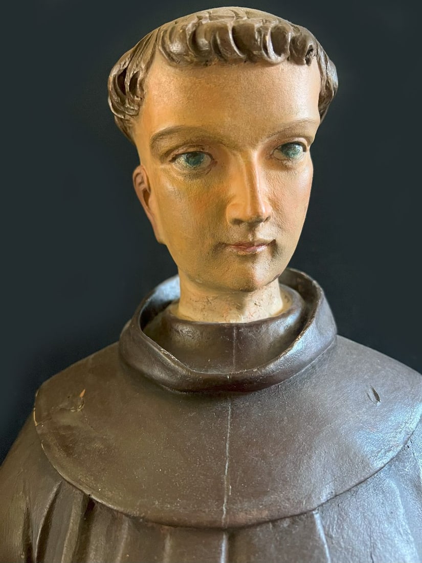 Young deacon, 19th century, wood, painted, monk - 2