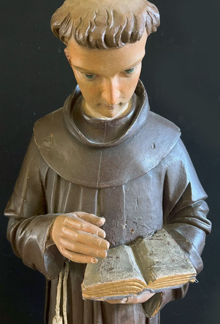 Young deacon, 19th century, wood, painted, monk - 5