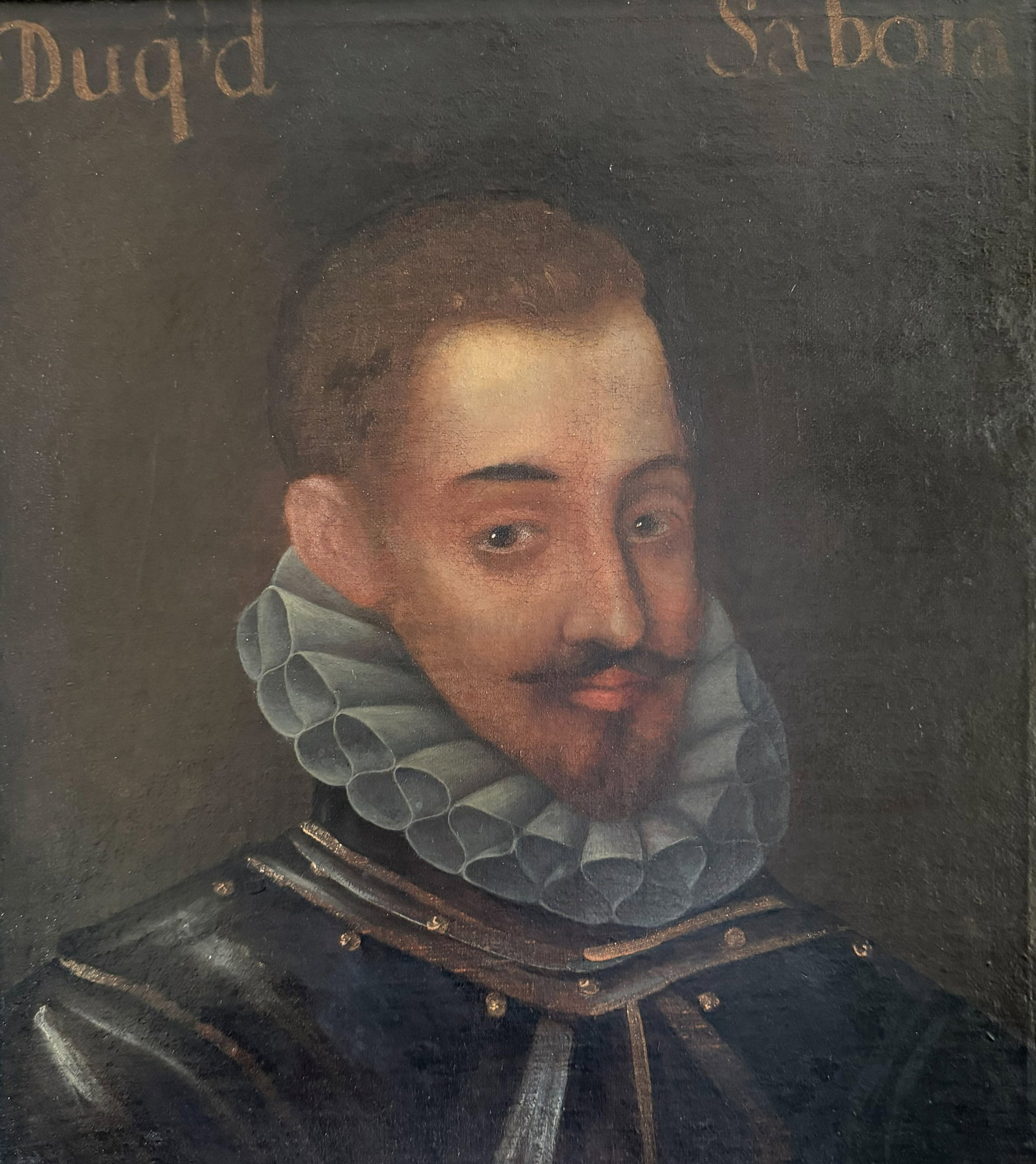 Unknown Spanish artist, portrait of a young nobleman,: Unknown Spanish artist, portrait of a young nobleman, inscribed: Duq'd Sabora, oil on canvas (mounted), signs of age, 51 x 46 cm, framed 69 x 62 cm Unbekannter spanischer Künstler, Portrait