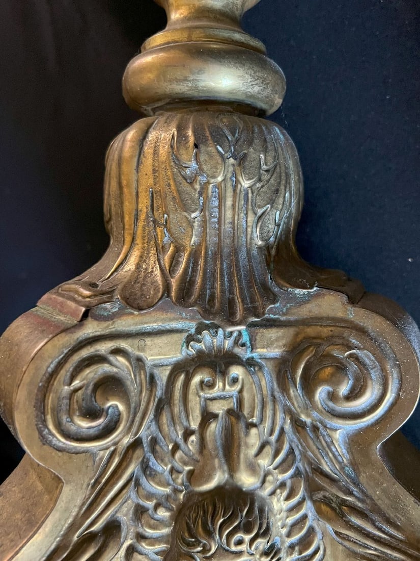 Pair of church candlesticks or altar candlesticks, - 3