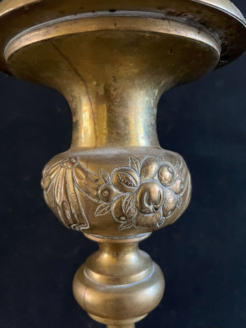 Pair of church candlesticks or altar candlesticks, - 8