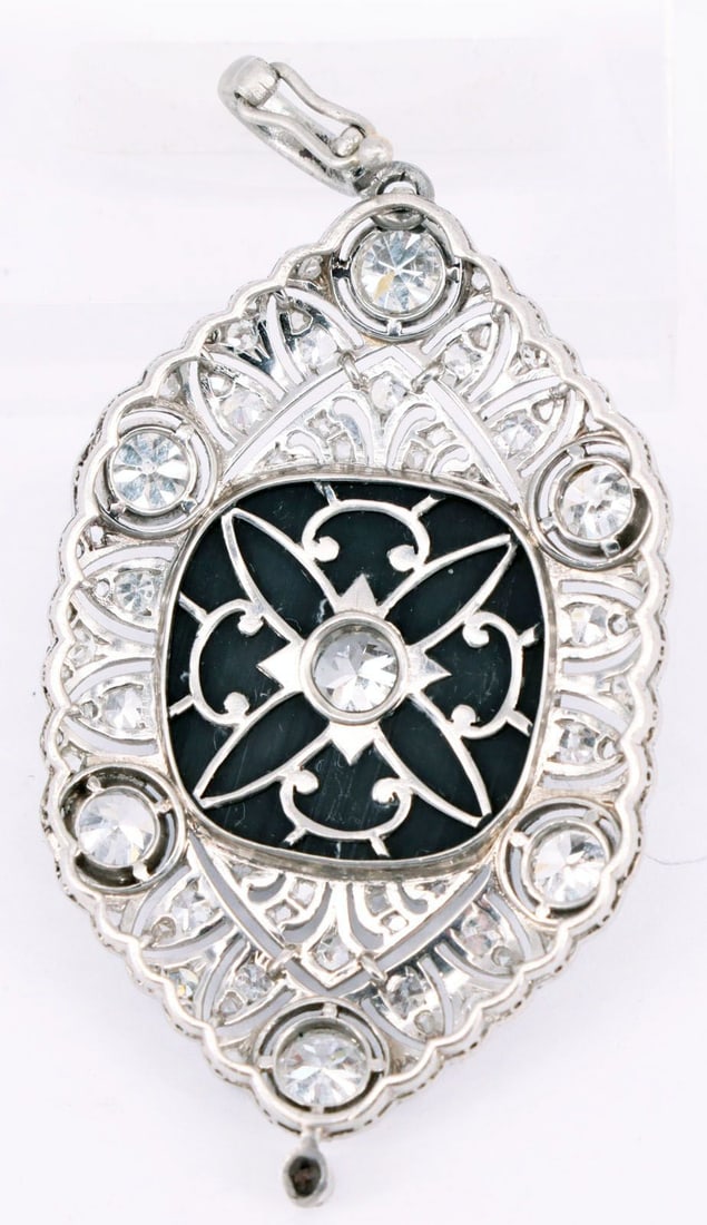 Art Deco pendant, circa 1950, 750 whitegold (tested) - 3