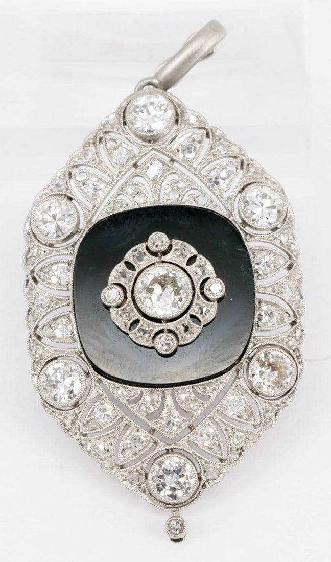 Art Deco pendant, circa 1950, 750 whitegold (tested) - 5