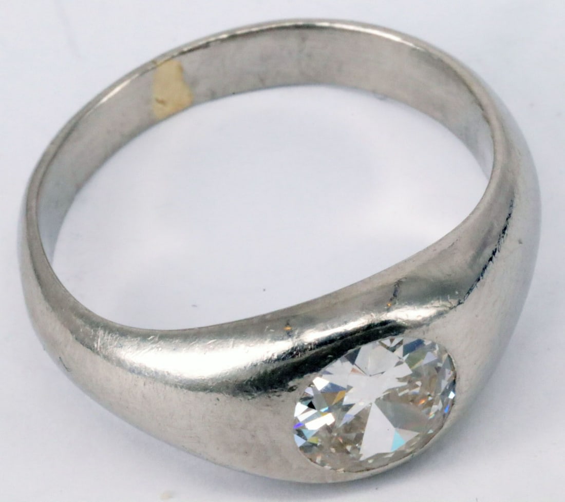 Ring, platinum, 7.3 g, with diamond (tested), old-cut - 4