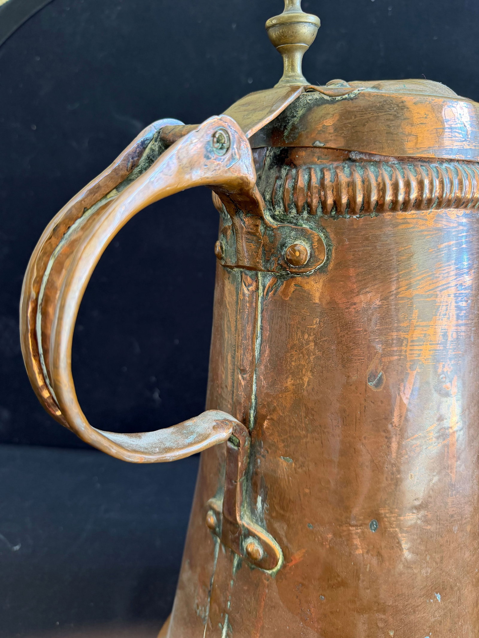2 large copper pitchers, circa 1800, - 10