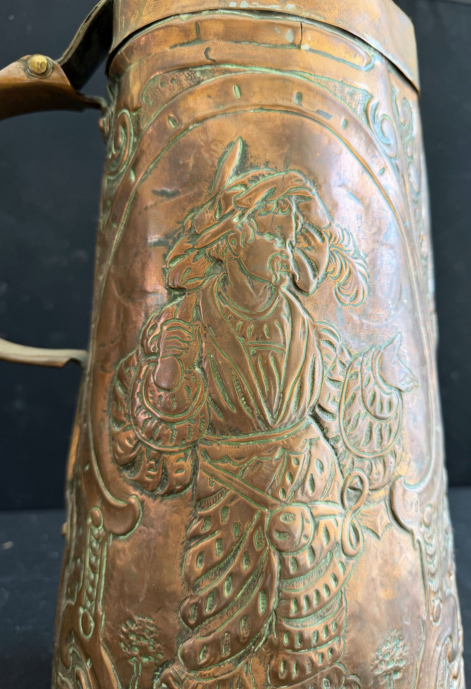 2 large copper pitchers, circa 1800, - 5
