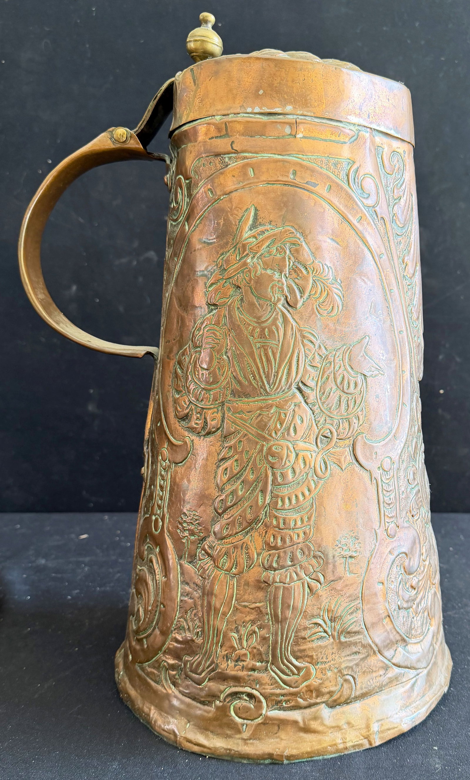 2 large copper pitchers, circa 1800, - 6