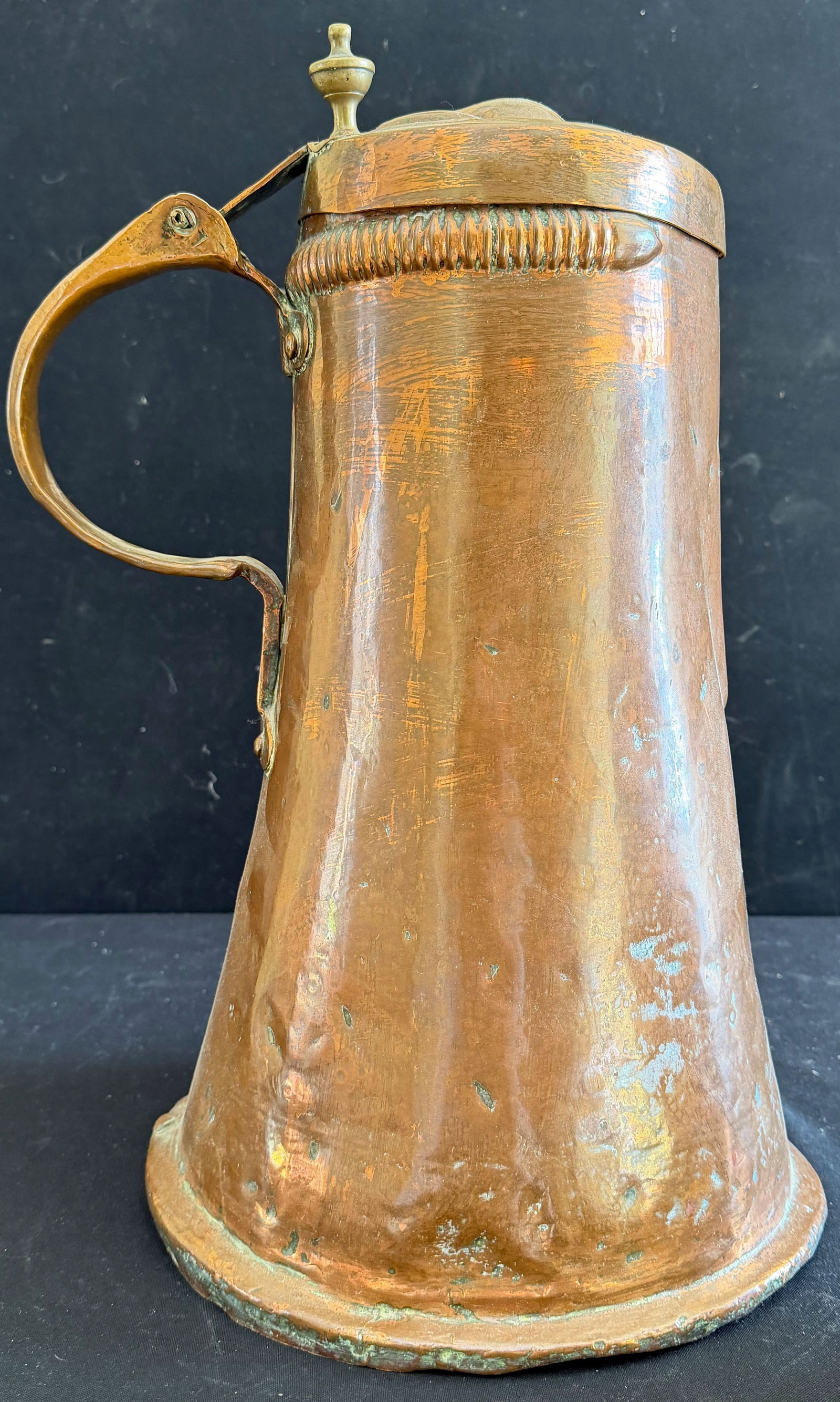 2 large copper pitchers, circa 1800, - 9