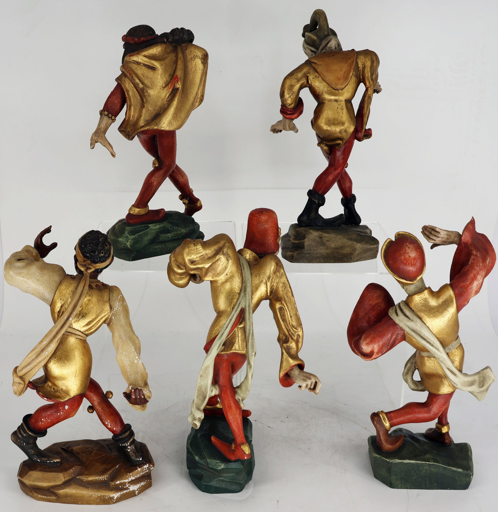 5 Moorish dancers, wood, painted, signs of age - 4