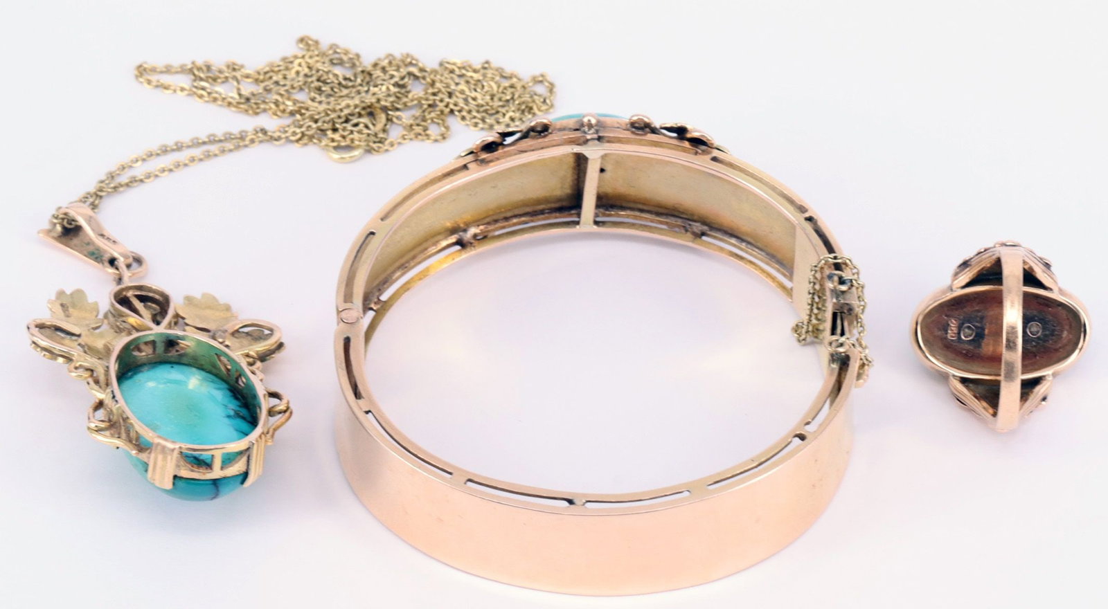 Set with gold and turquoise, 585 GG, 56.2 g - 6