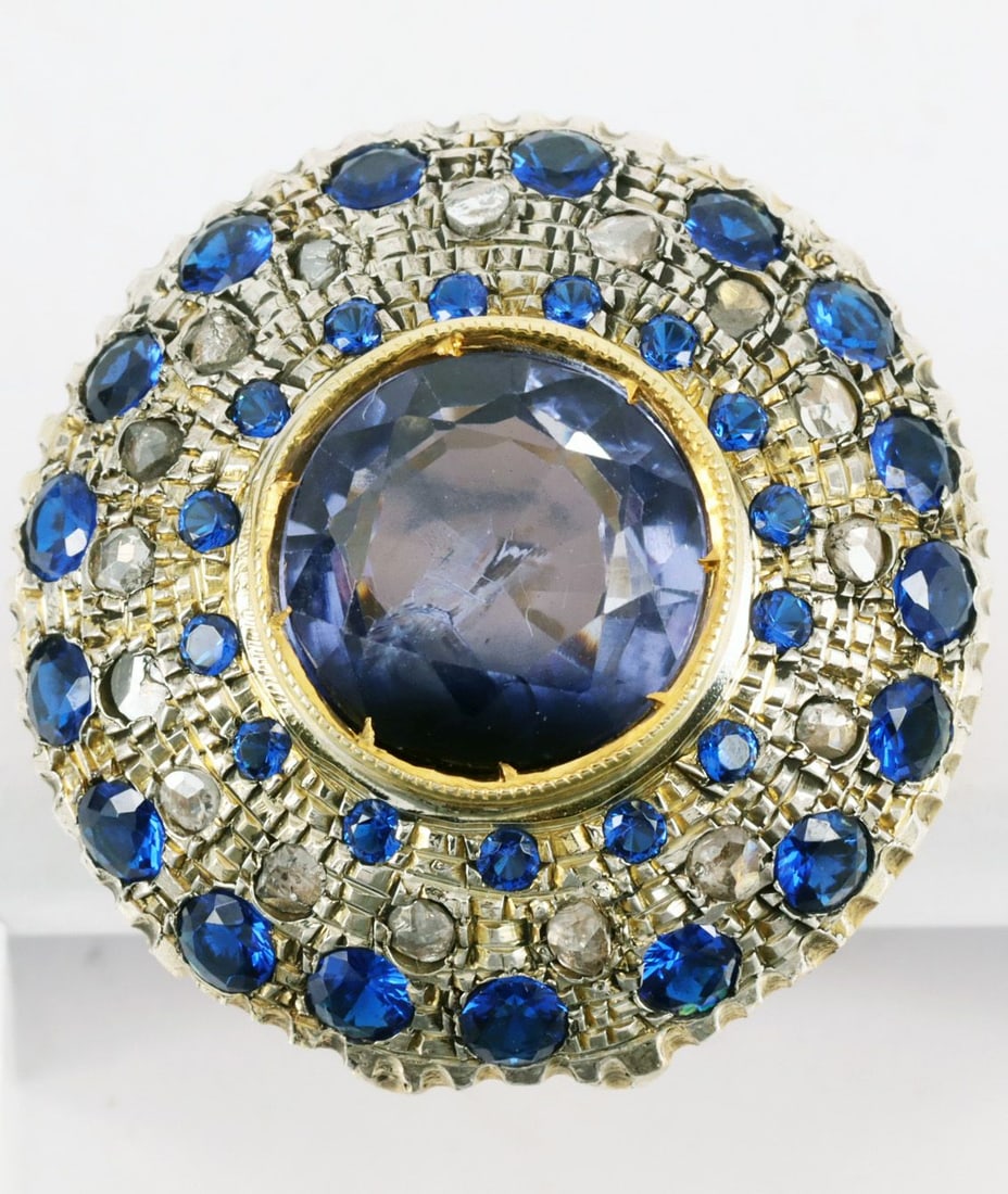 Elaborate ring, gold and silver, 10.07 g, - 3