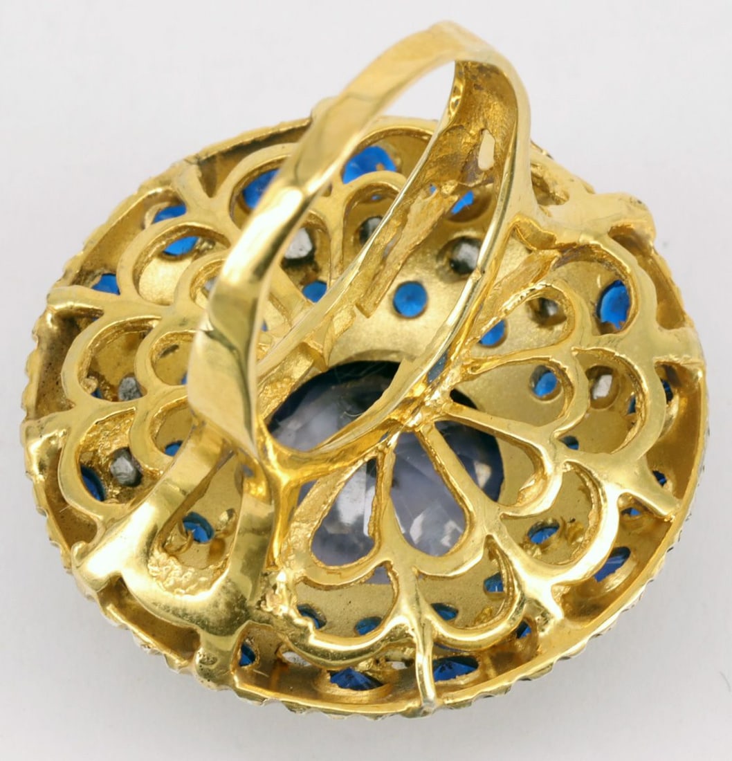 Elaborate ring, gold and silver, 10.07 g, - 4