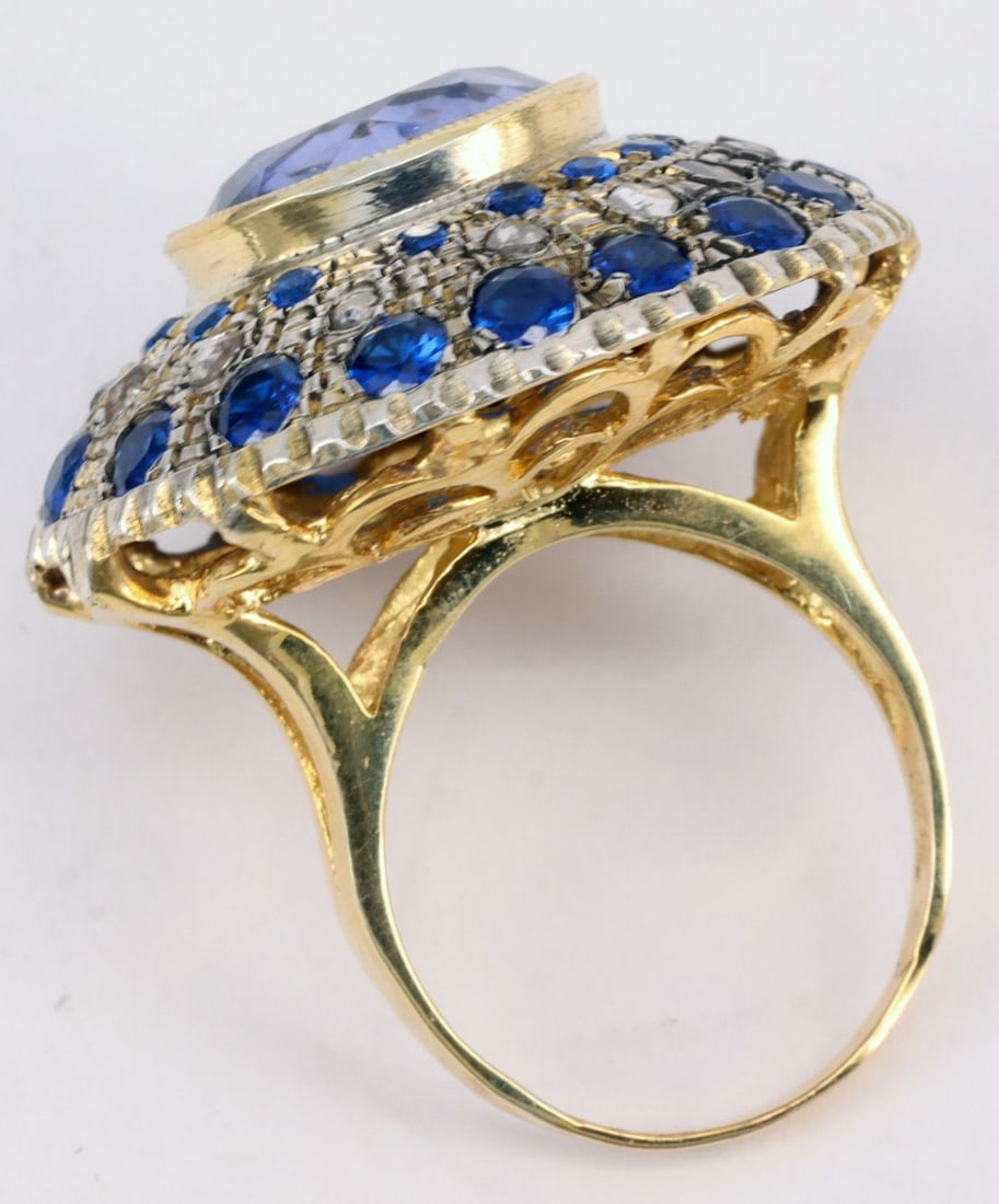 Elaborate ring, gold and silver, 10.07 g, - 5