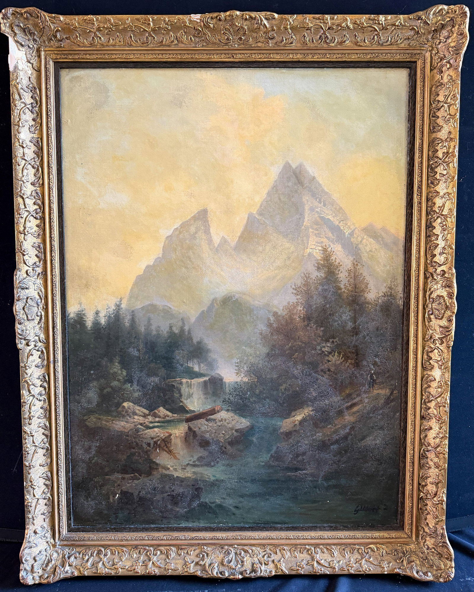 Unknown artist, Landscape with river and mountains, - 3