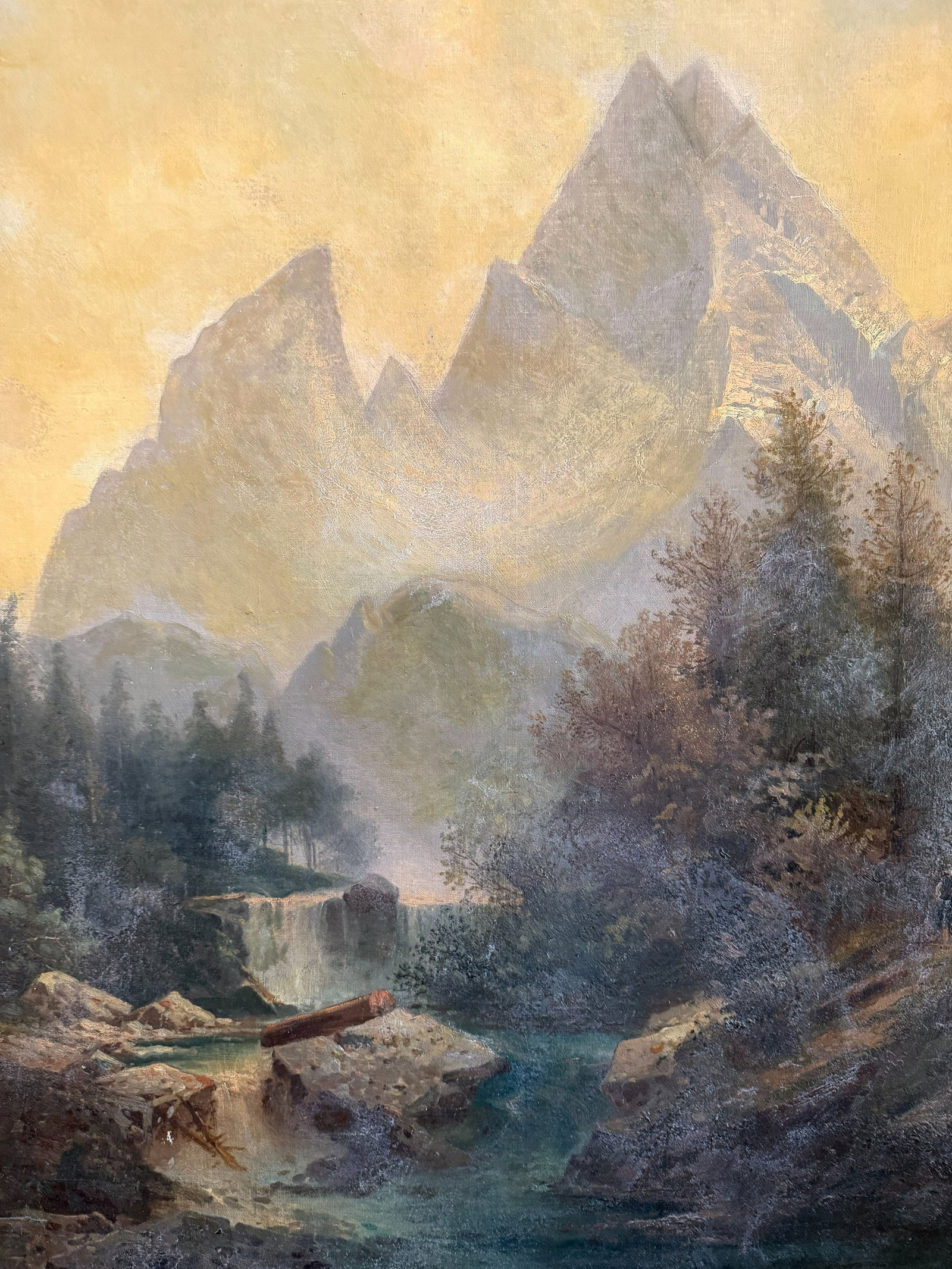 Unknown artist, Landscape with river and mountains, - 4