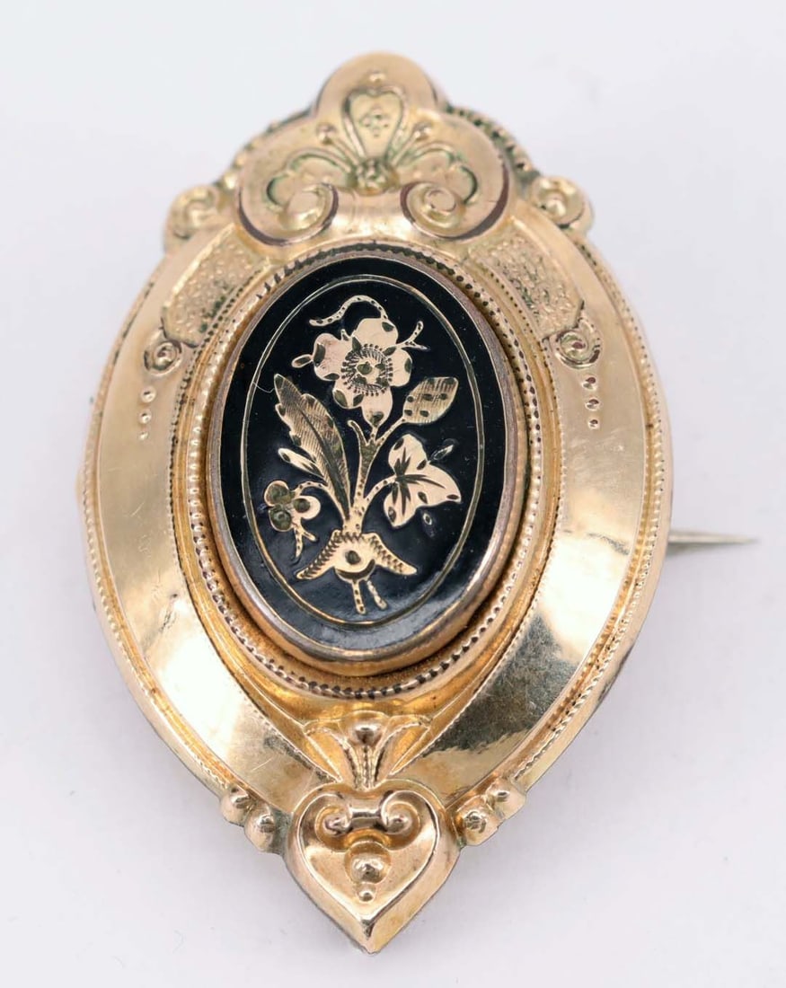 2 brooches, Biedermeier, circa 1850, signs of age - 4