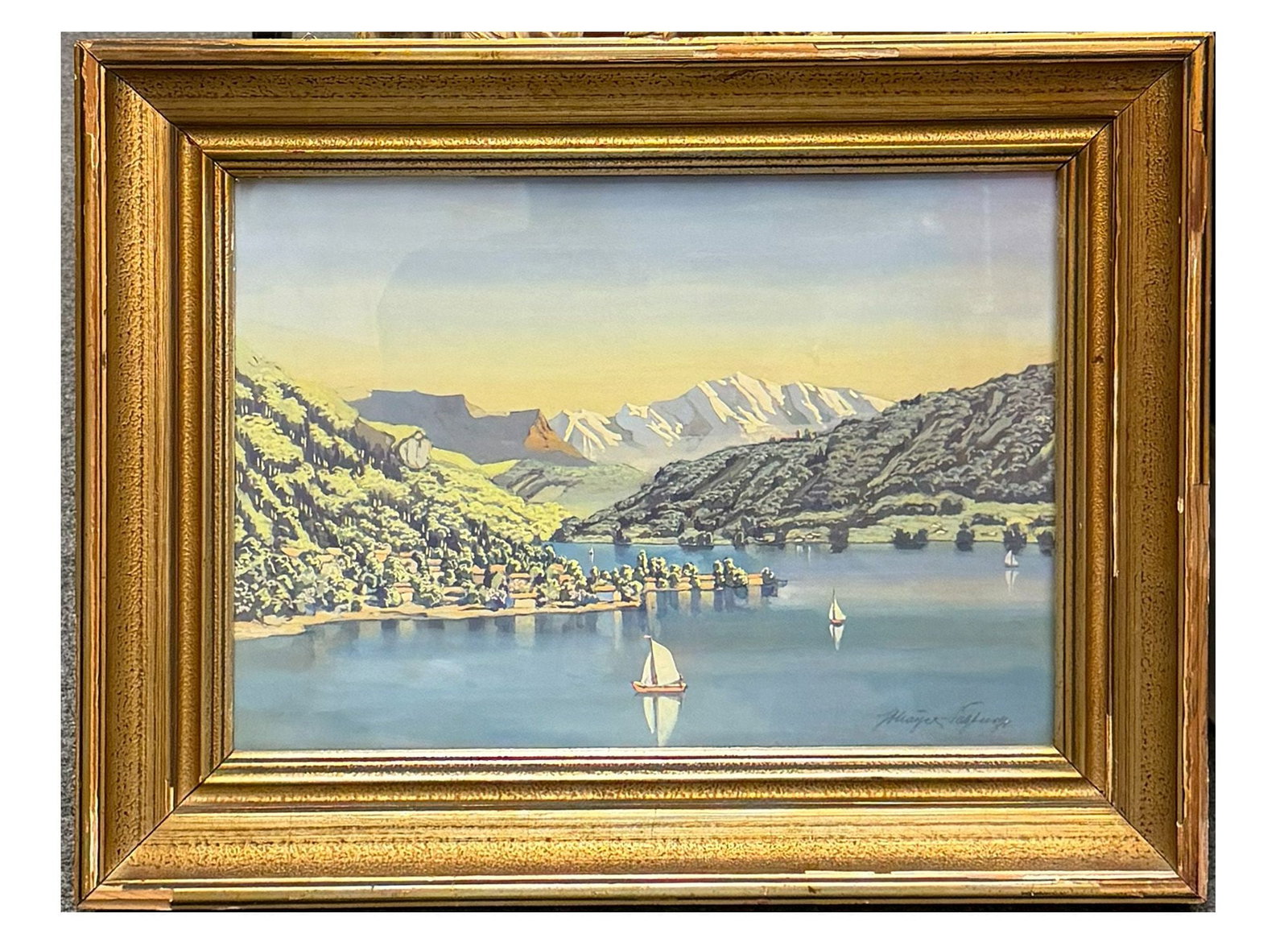 MAYER-SALZBURG, Sailing ships on Lake Geneva - 4