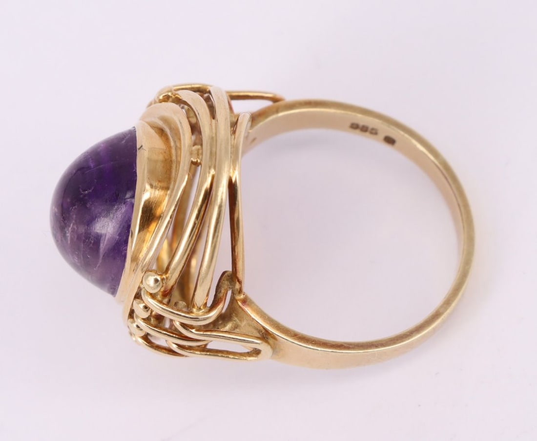 Ring, 14k gold, 9.2 g. Featuring an amethyst - 2