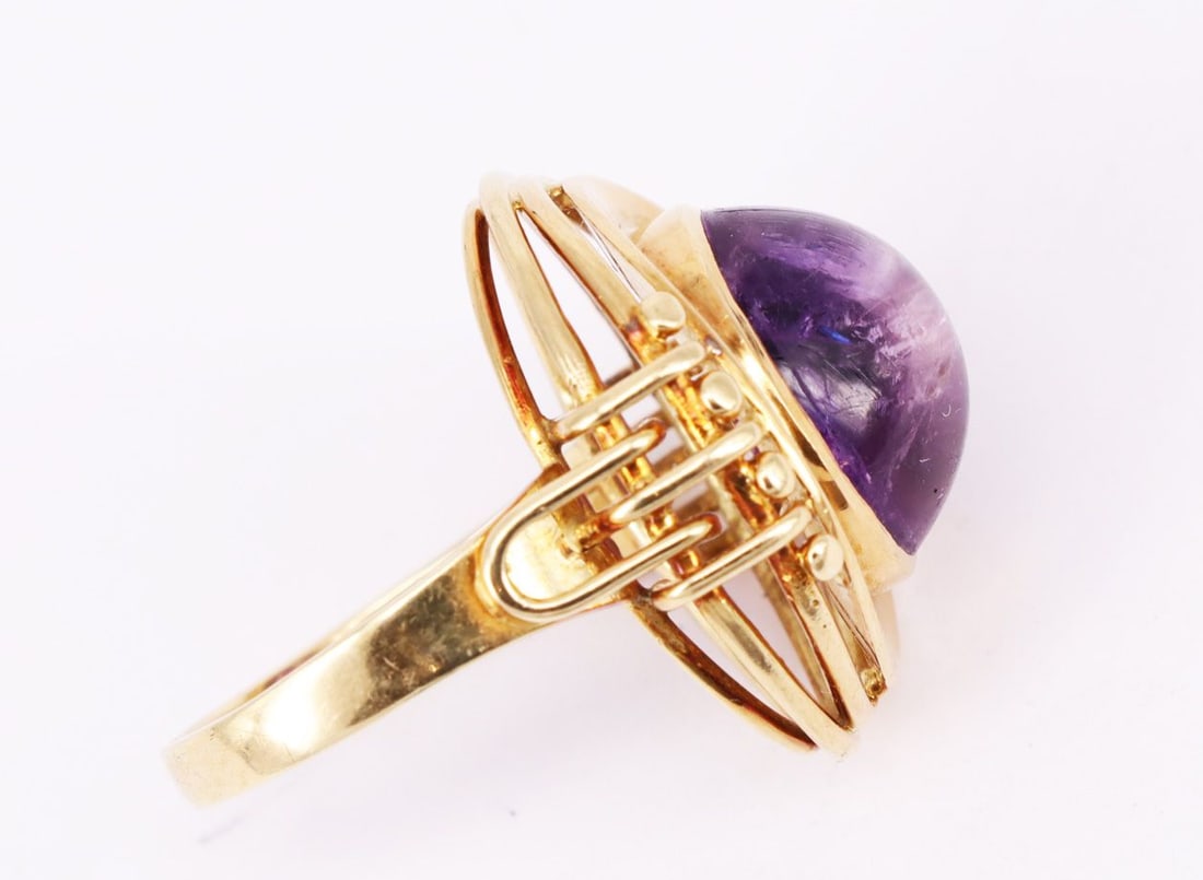 Ring, 14k gold, 9.2 g. Featuring an amethyst - 4