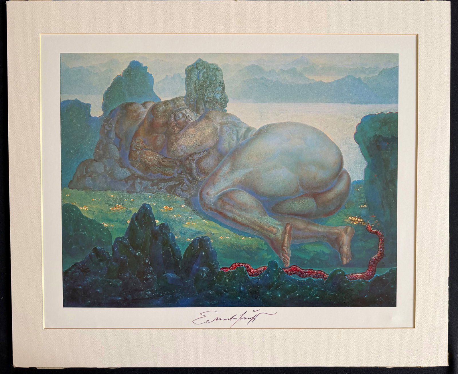 2 prints by Ernst Fuchs: Nude in a Landscape - 4