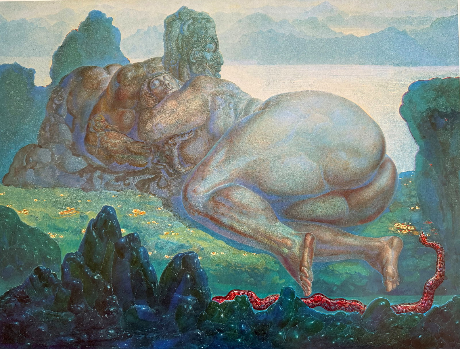 2 prints by Ernst Fuchs: Nude in a Landscape - 7
