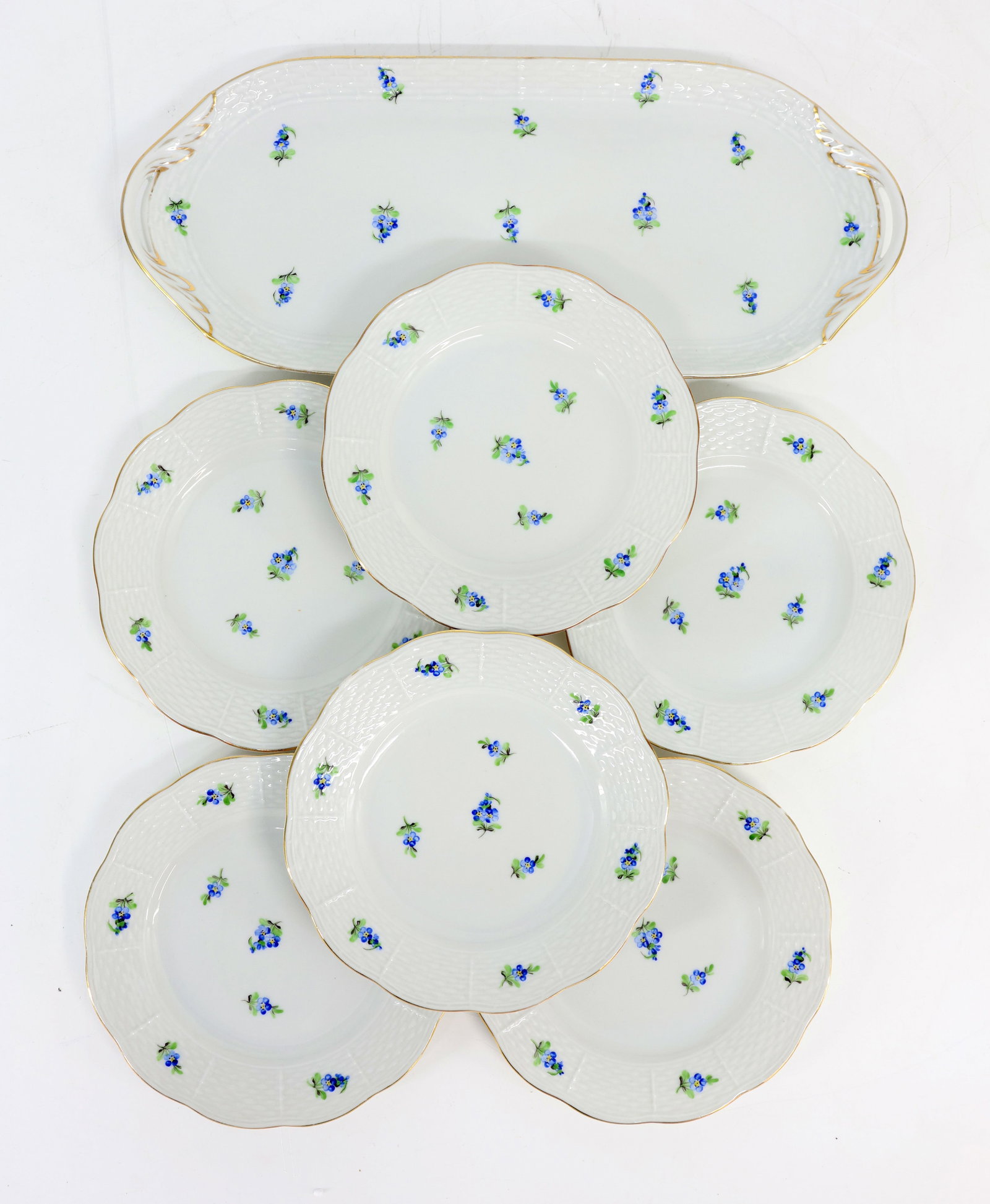 Herend, 6 cake plates and king cake plate, marked - 2