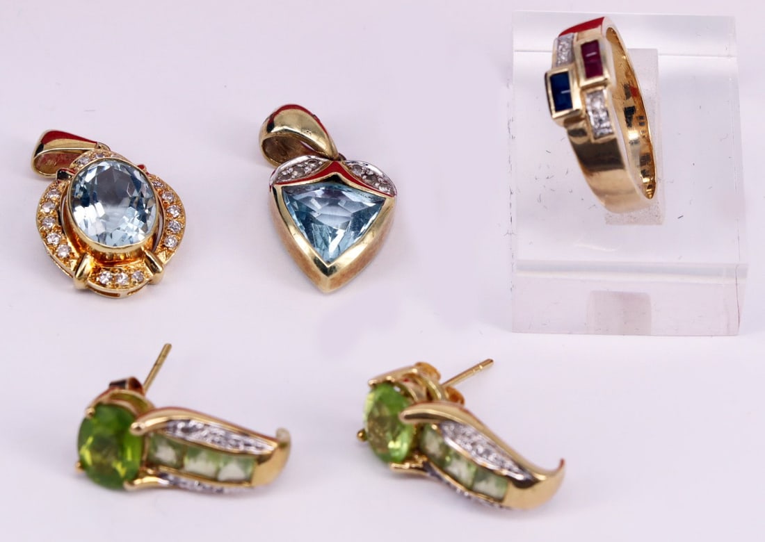Assortment of jewelry items, 14 kt gold, 12.93 g, - 2