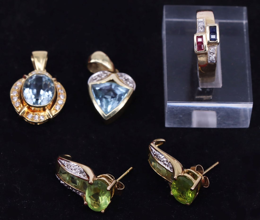 Assortment of jewelry items, 14 kt gold, 12.93 g, - 3