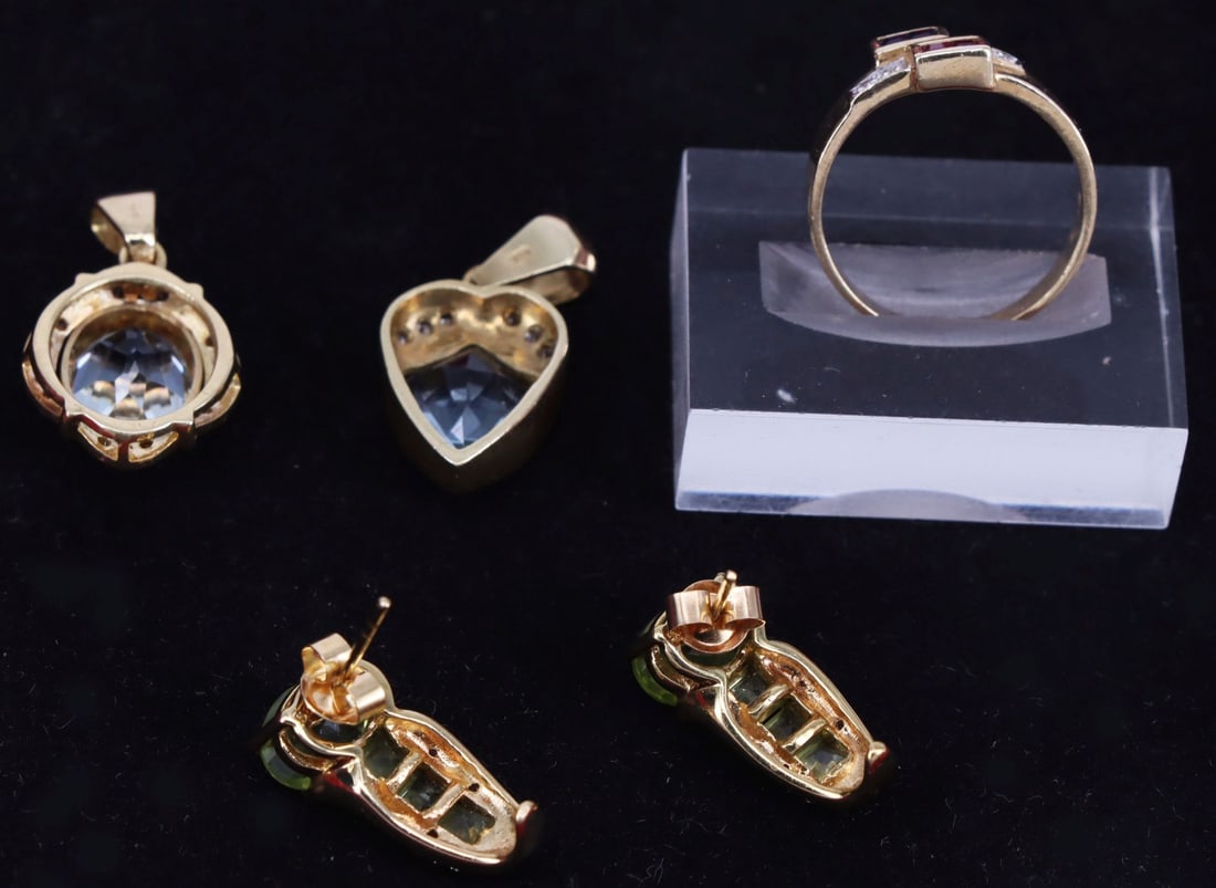 Assortment of jewelry items, 14 kt gold, 12.93 g, - 4