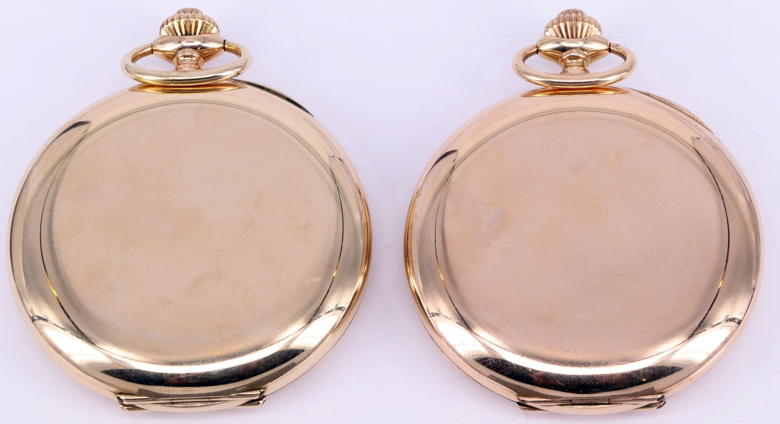 2 large pocket watches with spring-loaded lids, 14ct - 2