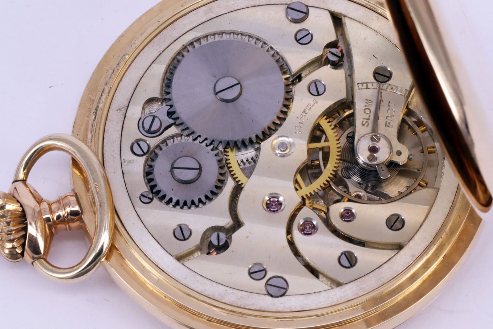 2 large pocket watches with spring-loaded lids, 14ct - 3