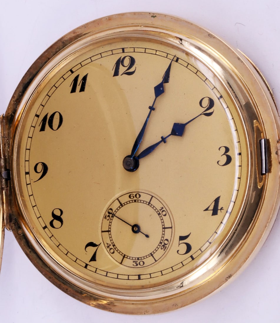 2 large pocket watches with spring-loaded lids, 14ct - 5